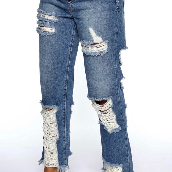 Denim Distressed Overalls - Picture 6 of 7